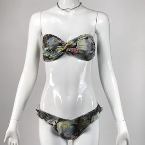 Hawaiian print bikini tube top & bottom